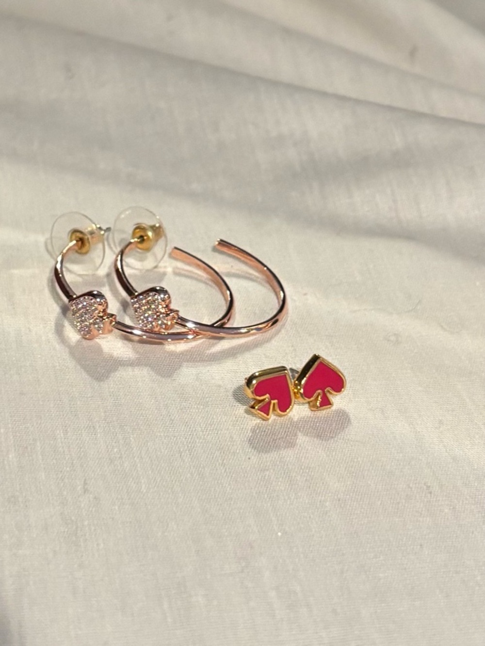kate spade bundle Gold-Tone hoops and Burgundy Spade Earrings - Picture 2 of 3